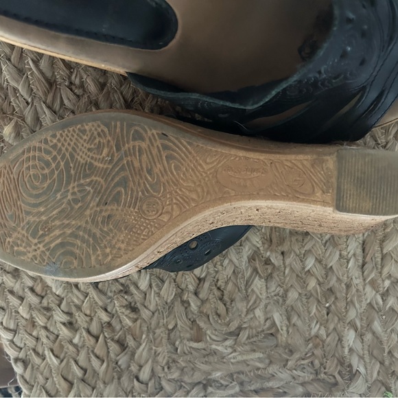 Spring Step black Italian Leather Platform Wedge Sandals Size 39 / 8.5 - Picture 5 of 6